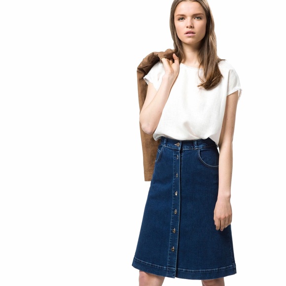 Massimo Dutti Dresses & Skirts - <Massimo Dutti> A Line Denim Skirt Button Up Cute
